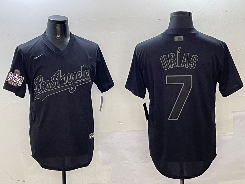 Men Los Angeles Dodgers 7 Urias Black Fashion Game 2025 Nike MLB Jersey style 3187